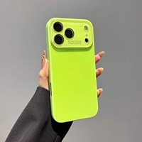 Coque de téléphone avec grande ouverture pour appareil photo, effet peau, en verre, pour iPhone 18 Pro Max, rouge cerise