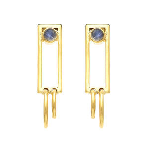 Pendientes de gota de piedra lunar arcoíris Natural de Plata de Ley 925 hechos a mano indios estilo bonito Chapado en plata y oro al por mayor - Product Image 1