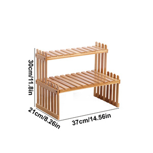 Bamboo <b>Desktop</b> <b>Shelf</b> 2 Tier Rectangular Standing Type For Desk Plant Organizer - Product Image 4