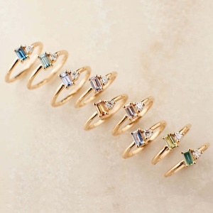 <span class=keywords><strong>Bague</strong></span> Lyburchi en argent sterling 925 plaqué <span class=keywords><strong>or</strong></span> 14K/18K avec zircon rond brillant, couleur personnalisée, <span class=keywords><strong>saphir</strong></span> CZ pour femmes - Product Image 1
