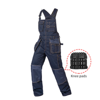 Salopette de travail en jean durable, respirante, imperméable, multi-poches, avec genouillères, en denim de coton, rose foncé