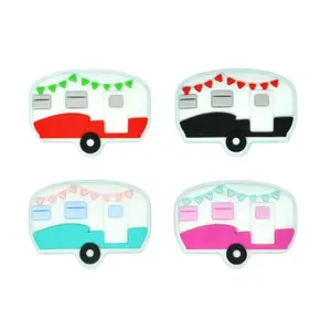 New 2022 cute camper shaped baby teething silicone focal beads for pen making wholesale new design silicone focal beads