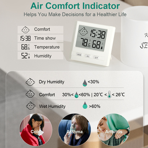 นาฬิกาปลุกติดผนังดิจิตอลตั้งโต๊ะมีความแม่นยำสูงอัจฉริยะเซ็นเซอร์วัดอุณหภูมิความชื้นแบตเตอรี่ No.7สองส่วนทำจากพลาสติกที่มีอายุการใช้งานยาวนาน - Product Image 3