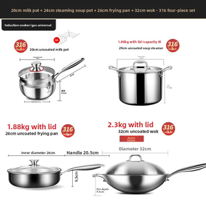 Nhà bếp đồ nấu nướng 316 thép không gỉ nấu ăn chảo nhà bếp <span class=keywords><strong>Cookware</strong></span> <span class=keywords><strong>sets</strong></span> tuyết Pan súp nồi bít tết Frying Pan để bán - Product Image 6
