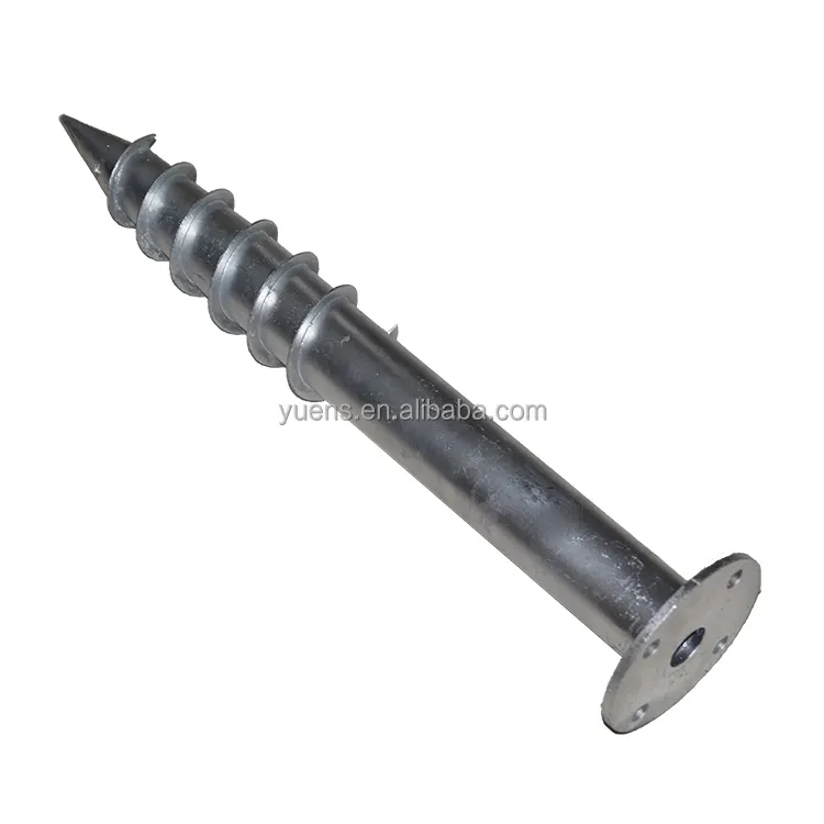 Yuens OEM Hotdip Galvanized Ground Anchor Flange Screw Spiral Pile Foundation For Adjustable Solar Mounting System