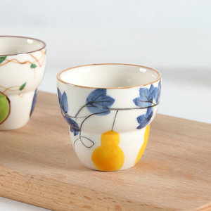 Hand Painted <b>Ceramic</b> Tea <b>Cups</b> With Gourd Design Traditional Chinese Style For Afternoon Tea Gift Set - Product Image 2