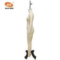 Mannequin de couturière sans tête en fibre de verre, taille US 4, corps entier, épaules pliables, pour robe, avec support, à épingler