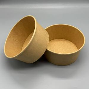 Boîte d'emballage alimentaire pour plats chauds, bols à soupe et salade avec couvercle, bol en papier kraft jetable, bol en papier CKB blanc et brun - Product Image 5