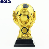 ELOR Sports Award Trophées de football Statue de botte Trophée créatif en résine de match de football plaqué or avec base de logo noir
