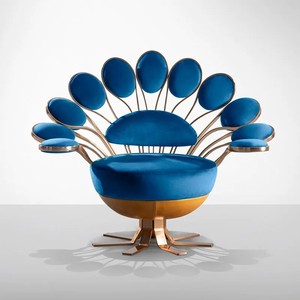 Tapicería de lujo Azul Moderno Diseño único Estilo europeo Forma de pavo real Animal Ocio Sofá <span class=keywords><strong>Silla</strong></span> Sala de estar Comedor - Product Image 5