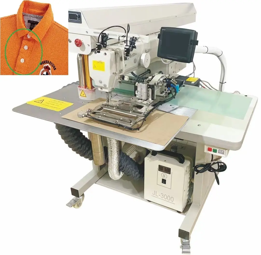 QS-3020-M apparel machine pattern Template T shirt placket front sewing machine polo shirt front fly closing sewing Machine