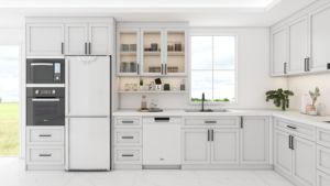 Armoires de cuisine en bois personnalisées minimalistes, entièrement modernes, luxe, laque blanche, armoire de cuisine complète pour appartement - Product Image 2