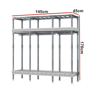 Kids Adult Double Collapsible Portable Hanging Grey Fabric <strong>Canvas</strong> Dustproof Cover Clothes Cabinet <strong>Wardrobe</strong> - Product Image 4