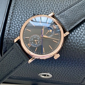 Relojes Mecánicos de Alta Calidad a la Moda, Reloj de Pulsera con Diseño de Fase Lunar y Correa Negra, Gran Venta - Product Image 4