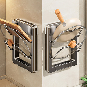 Support mural pour couvercles de casseroles, design minimaliste, pour planches à découper et rangement de poêles, avec fonction de suspension, forme rectangulaire - Product Image 3