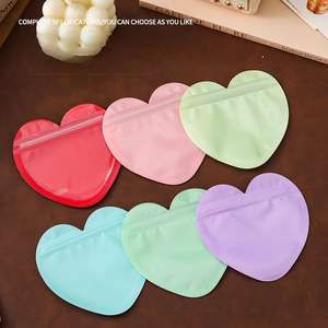 Sacs à bijoux biodégradables en PVC couleur macaron, personnalisés en forme de cœur avec fermeture éclair, pour boucles d'oreilles, bracelets, colliers, lunettes - Vente en gros - Product Image 2