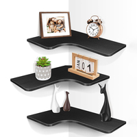 Ensemble d'étagères flottantes en bois en forme de L, 3 pièces, étagères murales et présentoirs pour rangement d'angle pour salle de bain cuisine chambre cuisine