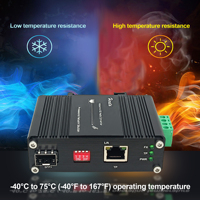 Convertisseur de média Ethernet industriel 10G, transceiver optique à fibre, 10/5/2.5G/1G/100BASE-T RJ45 vers 10GBASE-X SFP+, entrée 12~48VDC
