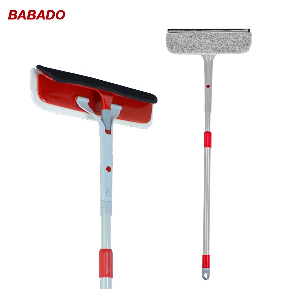 3-in-1 multi-functional telescopic long handle glass cleaning soft TPR squeegee microfiber cloth refill window wiper cleaner