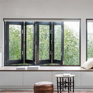 Venta al por mayor Bi-fold Cafe <span class=keywords><strong>Windows</strong></span> Ventanas plegables de aluminio con doble acristalamiento Vertical Ventana de vidrio templado - Product Image 3