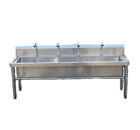 Évier à cuve longue en acier inoxydable robuste, finition polie, grande cuve unique, station de lavage avec crédence, pour cuisine commerciale
