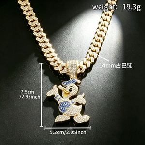 Collar con Colgante de Pato de Dibujos Animados Europeo y Americano al por Mayor, <span class=keywords><strong>Cadena</strong></span> Cubana de Aleación de Zinc Chapada en Oro Estilo Hip-Hop para Aniversario - Product Image 5