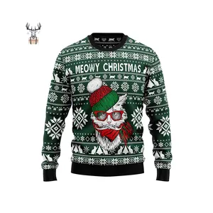 Поставка на заказ, оптовая продажа, джемпер из 100% полиэстера, вязаный пуловер, забавный мужской Уродливый Рождественский свитер