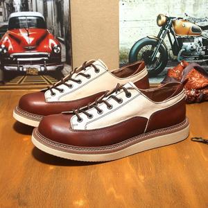 2026 New Style Men's <b>Spring</b> Leather Shoes - High-Taste Fashion Two-Tone Full-Grain Leather Casual Work <b>Boots</b> for Wholesale - Product Image 5