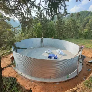 Silos de almacenamiento de agua de acero corrugado redondo industrial para recolección de agua de lluvia en agricultura acuicultura uso industrial