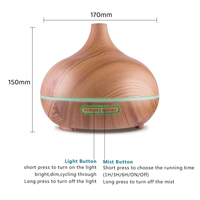 Humidificateur d'air ultrasonique 500 ml effet bois, diffuseur d'huiles essentielles électrique avec télécommande – Nouveauté 2023 en promotion