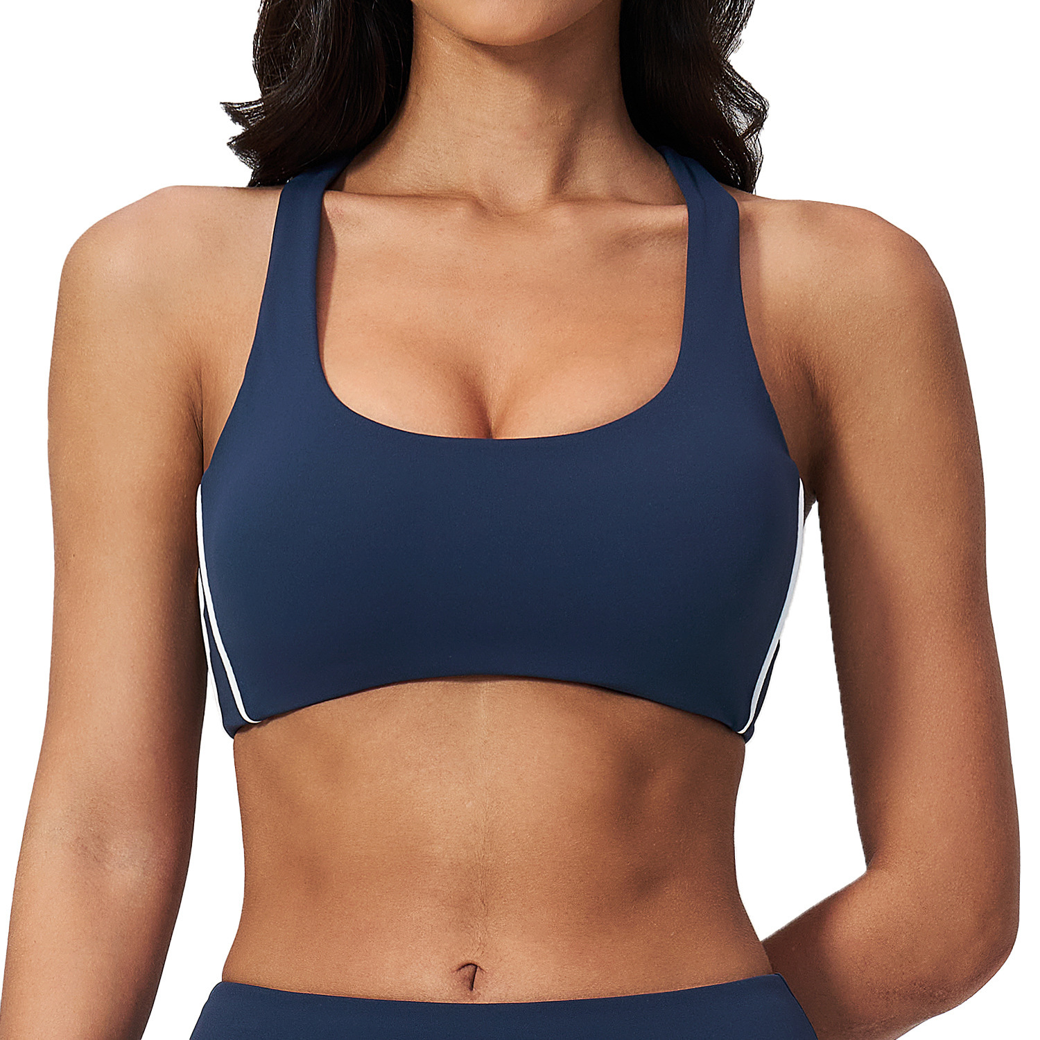 Women's Lightweight Breathable High Support Shockproof Yoga Bra With Color Blocking Spandex/Nylon Material Model 4539