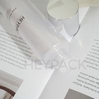 Flacon de sérum et tonique cosmétique de luxe, transparent givré, 100ml, 120ml, 150ml, avec bouchon à vis argenté ou doré