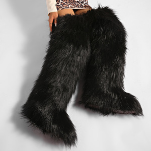 מגפי פרווה דביבון של שיקול לנשים, מגפיים גבוהים עד הירך, רב צבעוניים, 72 ס\\\"מ, אפור, חום קפה, פרוותיים, רכים, חמים, מבצע חורף, שלג - Product Image 3