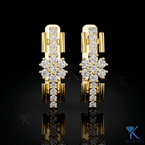 Lab Grown CVD HPHT Diamond Floral Cluster Huggie <b>Hoop</b> <b>Earrings</b> Pave 18K <b>Solid</b> Gold Fine Women's Jewelry Wedding Gift - Product Image 1