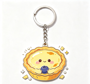 <b>Cute</b> Pie Enamel Metal Key Chain Pendant Silver Tone Food <b>Keyring</b> Gift Accessory - Product Image 2