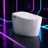 Lumière de nuit intelligente à détecteur de mouvement pour toilettes avec cuvette en céramique, siège chauffant, chasse d'eau automatique et télécommande