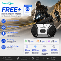 Intercom FreedConn FREE+ Mesh pour 256 motards, communication de groupe, portée de 2 km, réduction de bruit DSP, casque IP67
