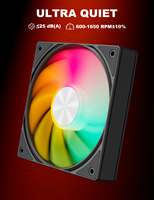 Ventilador de caja ARGB upHere de 120 mm, ventilador PWM RGB para PC, ventilador RGB direccionable, ventilador silencioso de alto flujo de aire, ventilador PWM de 4 pines