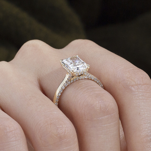 Messi Jewelry MSR-2143 10K Gold Radiant Shape Halo <b>Ring</b> Lab Grown <b>Diamond</b> <b>Ring</b> - Product Image 6