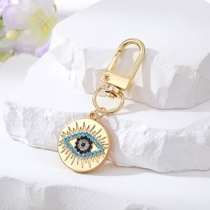 Blessed Gold Color Rhinestone Crystal Evil Eye Keychain Lucky Keyring Bag Charm Accessory Jewelry Glittering Evil Eye <b>Key</b> <b>Chains</b> - Product Image 3