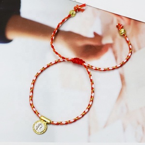 Lucky <b>Red</b> String <b>Bracelet</b> with 18-carat Gold-plated Virgin Mary Pendant - Product Image 1