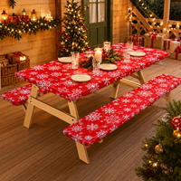 Ensemble de couvre-table de pique-nique HuiHe avec housses de bancs, imperméable, pour l'extérieur, pour les fêtes de Noël