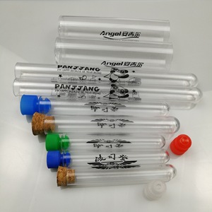 Seeking Excellence Plastic Printed Test Tubes 12x100mm With Logo And Cork <b>Stopper</b> For Laboratory Use - Product Image 1