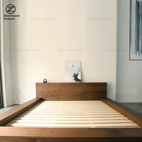 Nordisches Japanisches Massivholz-Tatami-Bodenbett Niedriges Modernes Minimalistisches Maßgefertigtes Hauptschlafzimmerbett