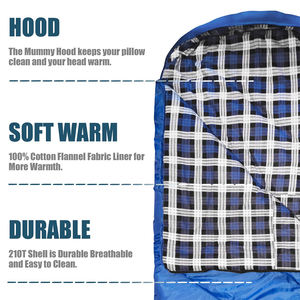 Sacos <span class=keywords><strong>de</strong></span> <span class=keywords><strong>dormir</strong></span> <span class=keywords><strong>de</strong></span> <span class=keywords><strong>0</strong></span> <span class=keywords><strong>grados</strong></span> para exteriores, cómodos, extra anchos, <span class=keywords><strong>de</strong></span> franela <span class=keywords><strong>de</strong></span> algodón, para viajes en clima frío, térmicos, <span class=keywords><strong>de</strong></span> invierno, para exteriores - Product Image 4