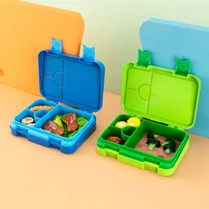 Oukeng kotak makan siang Bento banyak kisi, Set botol air untuk anak-anak, kotak makan siang anak-anak motif 2024, tren baru