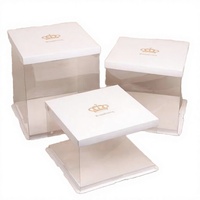 Boîte à gâteau personnalisée en PVC transparent recyclable, sans danger pour les aliments, avec couvercle en papier et ruban, emballage cadeau transparent de luxe, usine OEM ODM