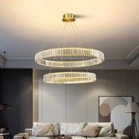 Lampe suspendue LED moderne pour salon, lampe suspendue en cristal, anneau circulaire, lustre suspendu, hall d'hôtel, villa, escalier, usage domestique