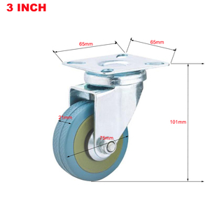 Rueda Giratoria de 3 Pulgadas <span class=keywords><strong>con</strong></span> <span class=keywords><strong>Base</strong></span> de Acero, Capacidad de Carga de 55 kg, Hecha de Goma para Uso Industrial - Product Image 1