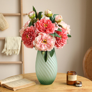 Realistici fiori di peonia artificiali di seta latteo bianco peonia steli grandi teste di peonia per il matrimonio - Product Image 3